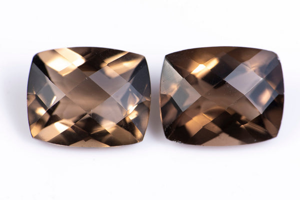 Pair of Natural Smoky Quartz 7.61ct Cushion Cut