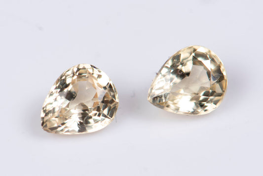Pair of yellow Ceylon sapphire 0.82ct heated teardrop cut