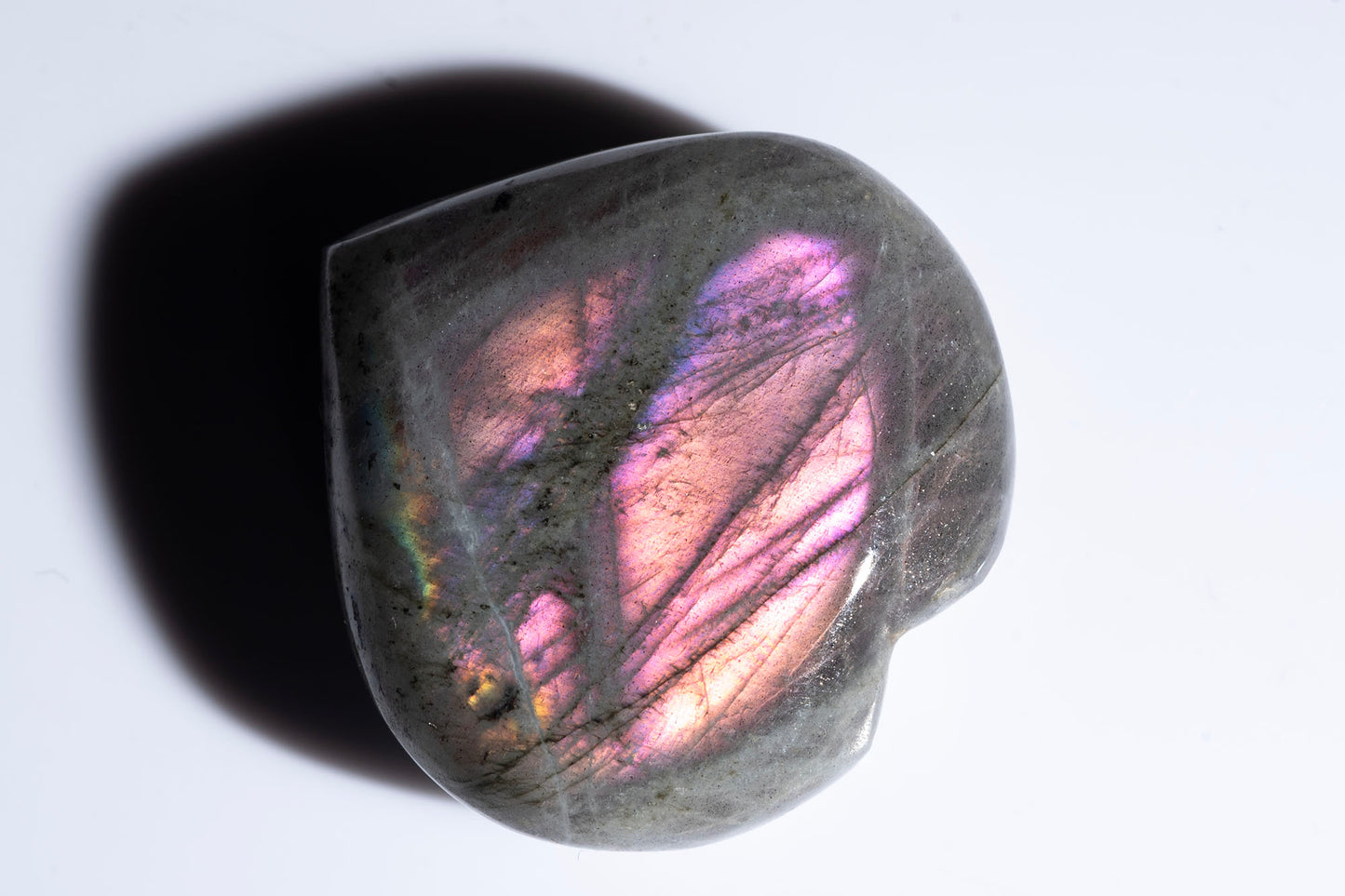 Natural purple labradorite heart carved gemstone 16g 30mm
