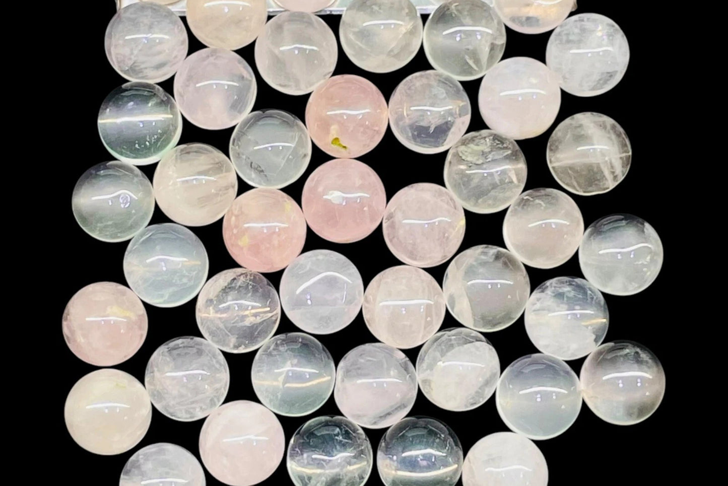 Rose quartz 8mm round cabochons - price for 10 pieces