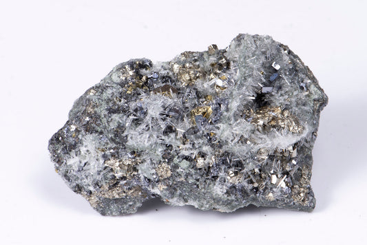 Quartz cluster with pyrite and galena crystals from Bulgaria 133g