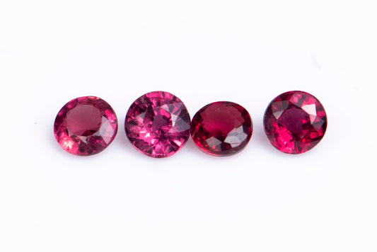 4 pieces ruby 0.33ct heated 2.5mm round cut