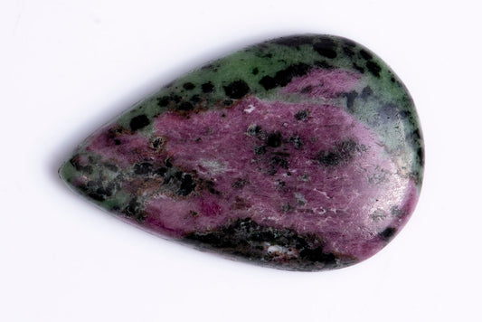 Ruby in zoisite 51.5ct teardrop cabochon