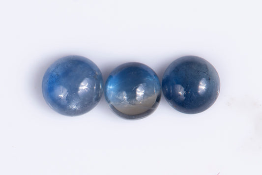 3 pieces blue sapphire 0.99ct round cabochons