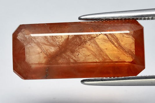 Big Orange Sapphire 6.82ct Octagon Cut  17.2x7.5mm