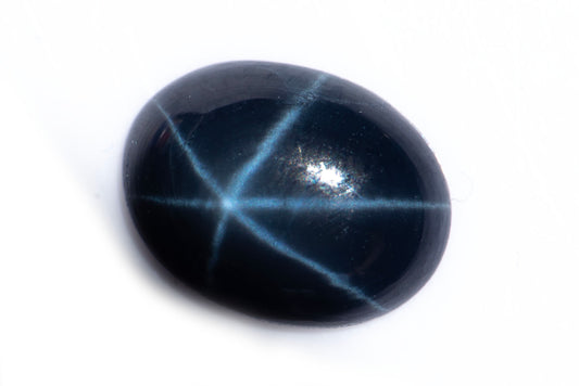 Blue star sapphire 1.24ct 6-ray star oval cabochon