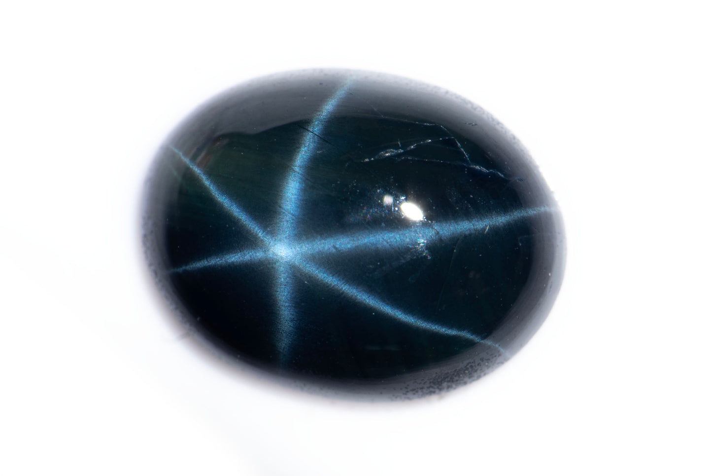 Blue star sapphire 1.95ct 6-ray star oval cabochon