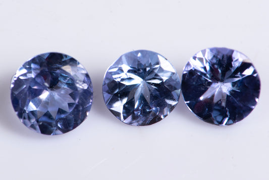 3 pieces Tanzanite 0.69ct 3.8mm round cut