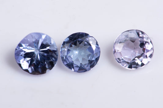 3 pieces Tanzanite 0.75ct 3.8mm round cut