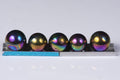 Natural titanium aura quartz sphere iridescent crystal collectible