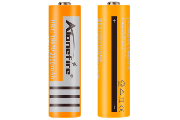 AloneFire BRC 18650 Rechargeable Battery – 3.7V 2000mAh Li-ion (Button Top)
