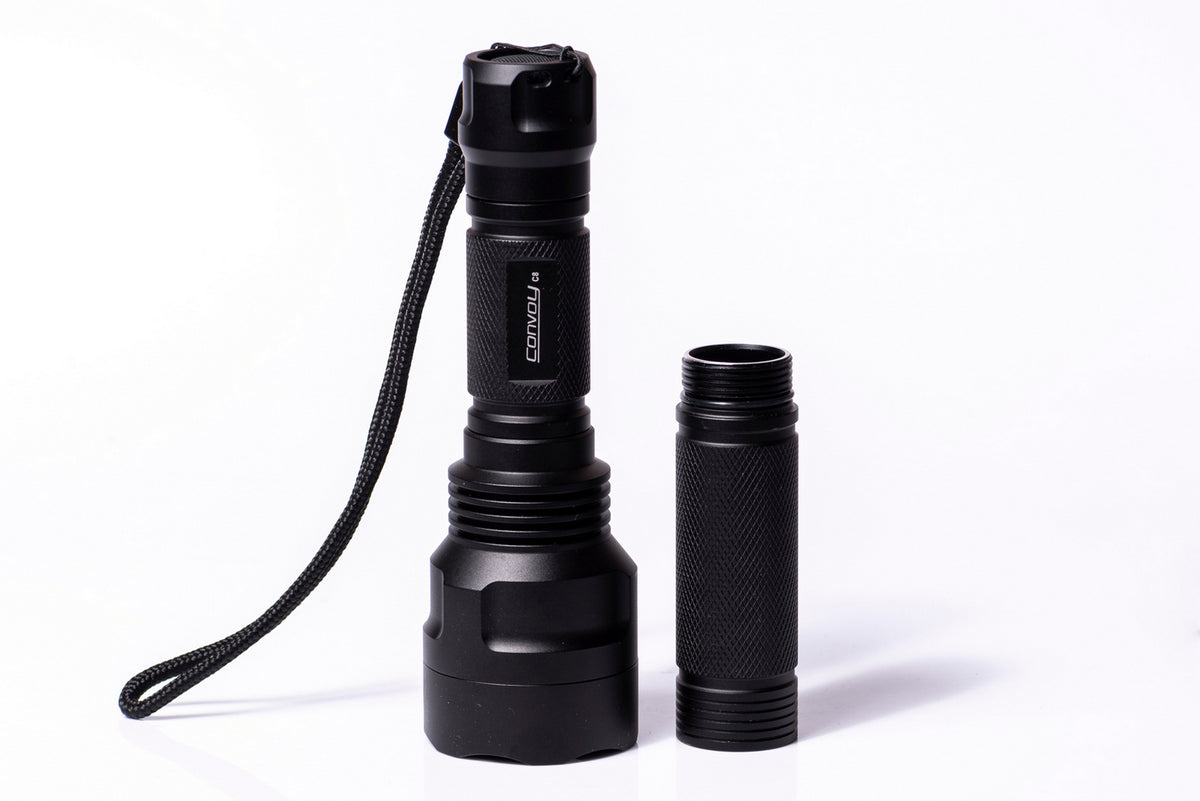 Convoy C8 UV Flashlight – 365nm with Extension Tube & ZWB2 Filter
