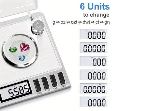 High-Precision Digital Scale – 0.001g to 50g with Tweezers & Calibration Weight Grey