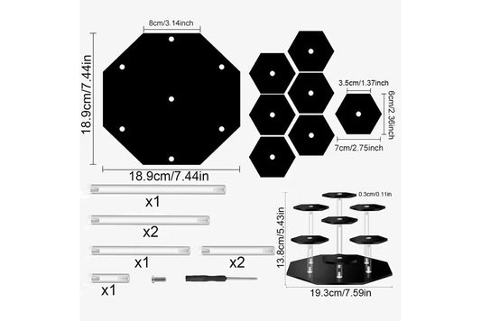 7-Tier Hexagonal Acrylic Display Stand - Black