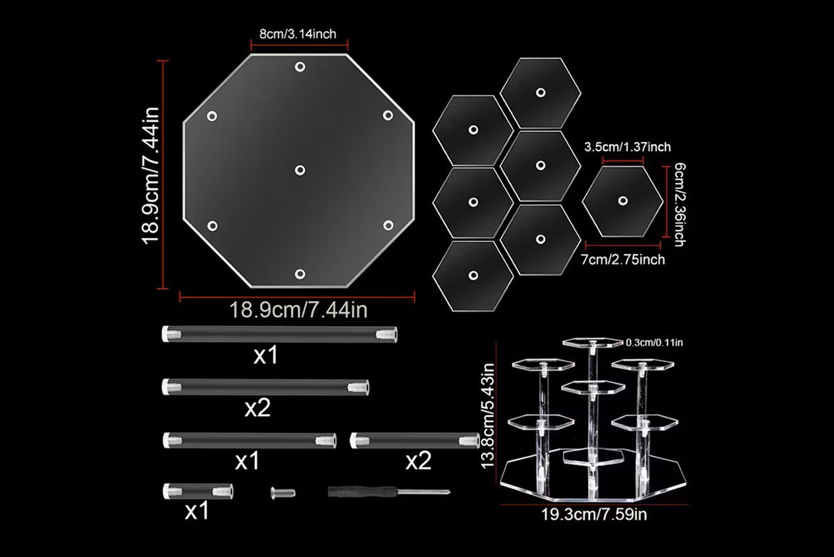7-Tier Hexagonal Acrylic Display Stand - Transparent