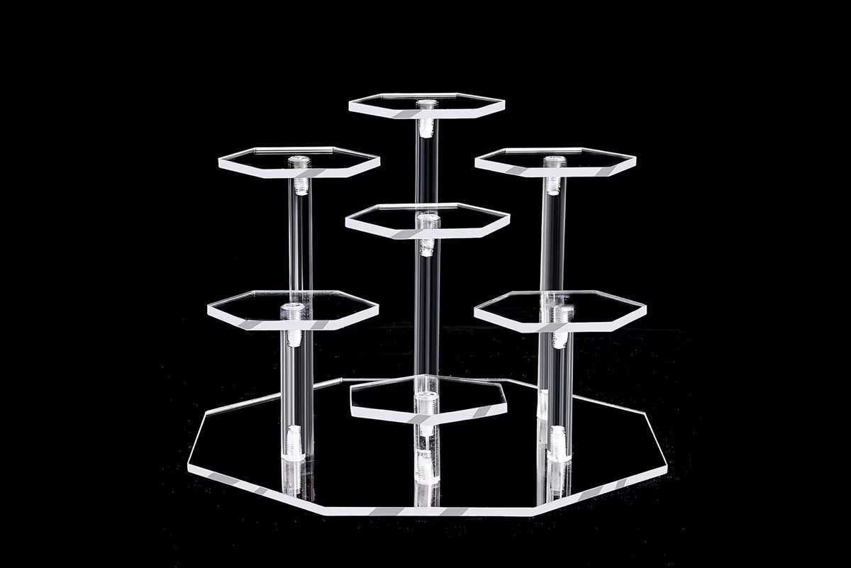 7-Tier Hexagonal Acrylic Display Stand - Transparent