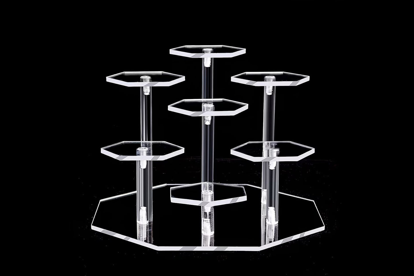 7-Tier Hexagonal Acrylic Display Stand - Transparent