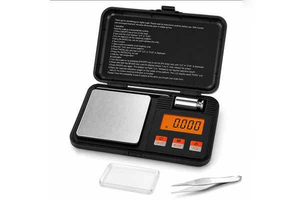 Джобна дигитална везна - 0.001g до 50g с подсветка, пинсета и калибровъчна тежест