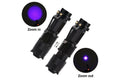 Ultraviolet flashlight 395nm UV light zoom lens 3 modes for gemstone and mineral inspection