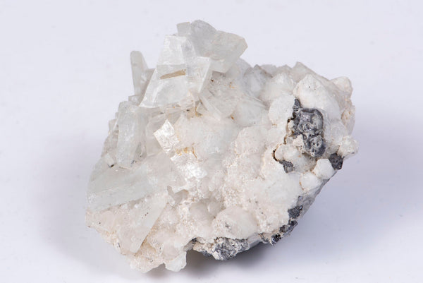 Natural White Baryte on Quartz and Galena Androvo Mine Bulgaria 311g