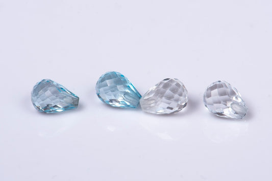 White topaz briolete - drilled - price for 1 piece