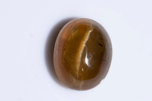Yellow Cat's eye apatite 4.62ct oval cabochon